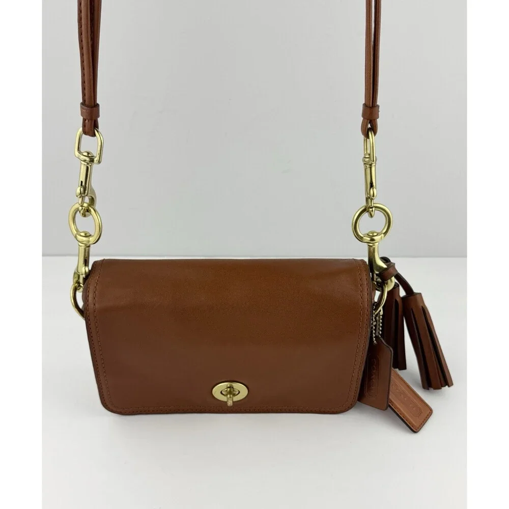 Coach 19914 Penny Brown Leather Crossbody Shoulder Bag Purse Turnlock EUC